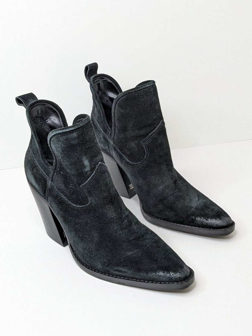 Vince Camuto Phaidra Western Ankle Boots Black Suede Womens 7